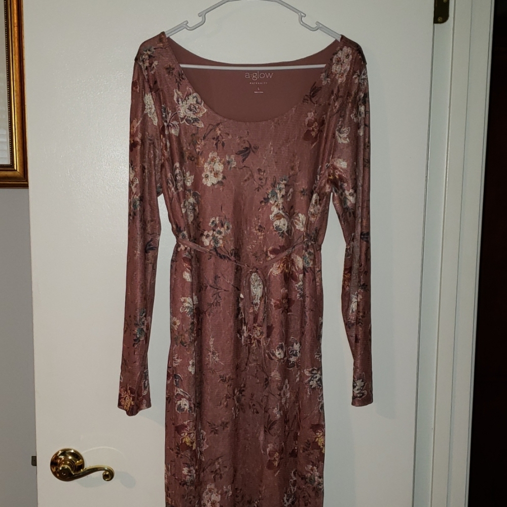 Maternity Pink with Floral Lace Overlay